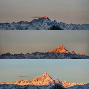 Alba rosa sul Monviso. Immagini in sequenza di Antonio SCALFIOTTI